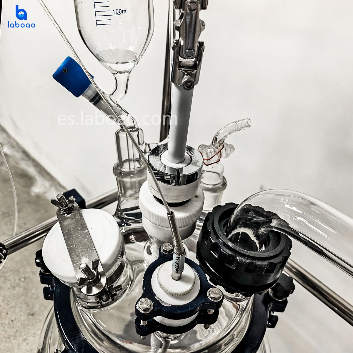 Reactor de vidrio con camisa de tres capas 10-100L