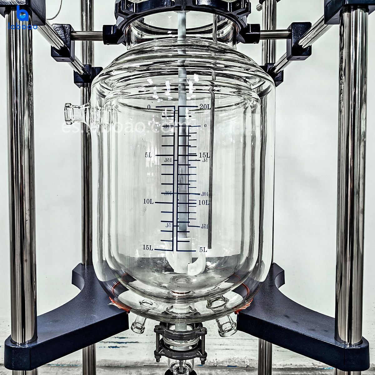 Reactor de vidrio con camisa de tres capas 10-100L