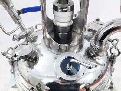 Reactor químico de acero inoxidable con camisa de 10 litros detail - Tapa de reactor multipuerto, con número de puertos personalizable, y diseño de gran diámetro que facilita la limpieza.