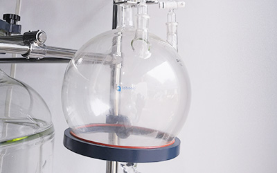 Reactor de vidrio con camisa de 200L detalle - Matraz receptor 10L, vidrio alto borosilicato GG-17.