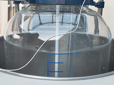 Reactor de vidrio de una sola capa de 200L detalle - La temperatura máxima puede alcanzar los 200 ° C del baño calefactor.