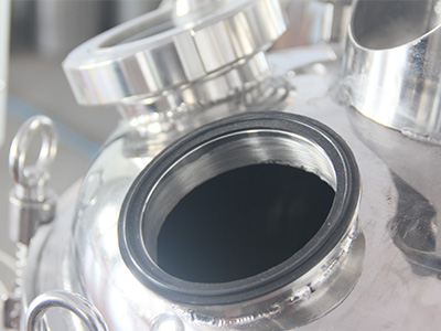 Reactor de acero inoxidable con camisa de doble capa de 50 litros detalle - Visualizada en la ventana de cristal, se puede ver la reacción en el cuerpo del hervidor.