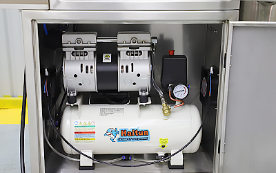 Secador de pulverización pequeño de laboratorio con filtro detalle - Compresor de aire importado libre de aceite incorporado, bajo ruido, menos de 60db.